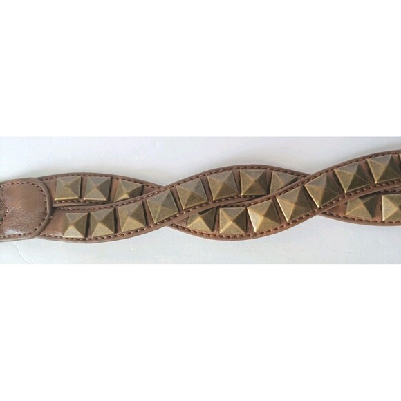 Women's Double Studded Belt Size XL Brown Twisted Straps Western  Boho Unbranded - Picture 5 of 8